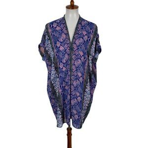 Karlie Dress Womens Medium Blue Tunic Short Sleeve Boho Festival Vacay